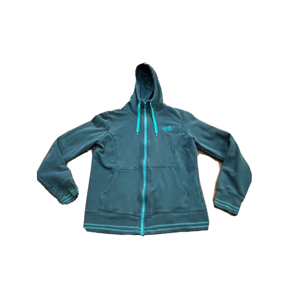 The North Face Womens Turquoise Full Zip Hooded Sweatshirt Jacket Size M MEDIUM
